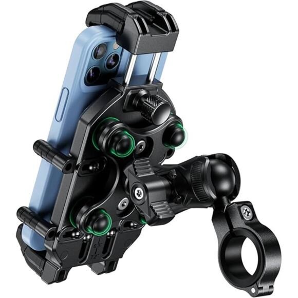 Motorcycle Phone Holder with Vibration Dampener & High-Speed Secure Lock